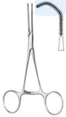 Затискач атравматичний Кулі, двічі зігнутий, 140 мм RAJ IMPEX 12-122